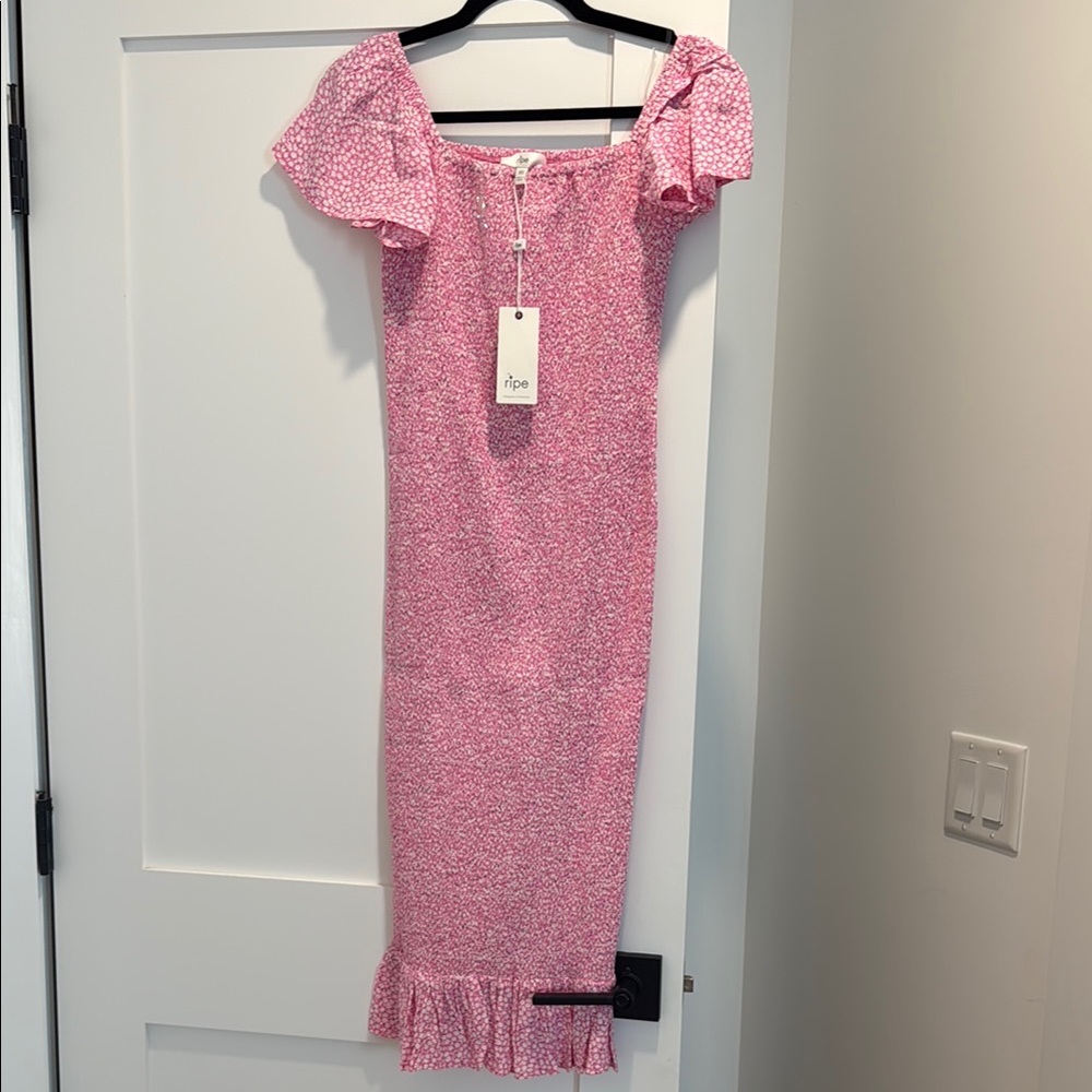 Pink Floral Off-Shoulder Dress